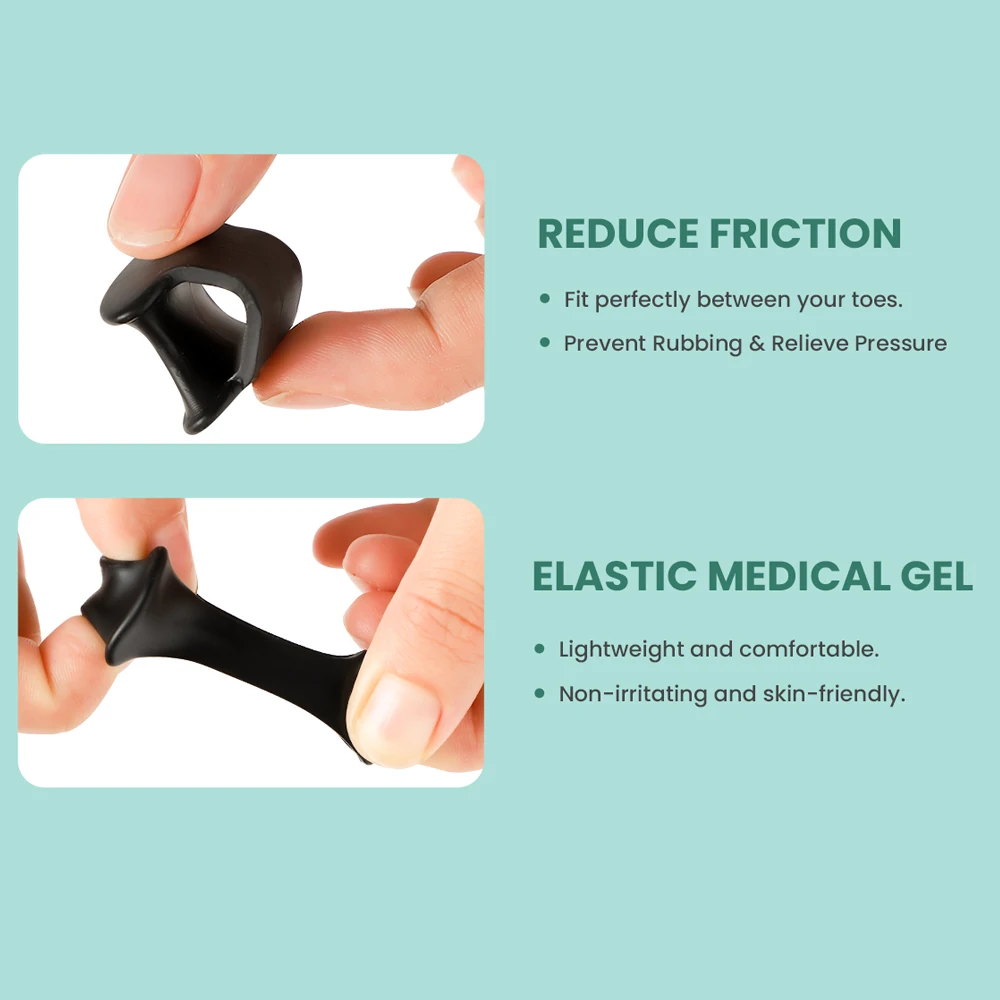 2Pcs/Pair Black Silicone Little Toe Protector Foot Corns Calluses Blister Protection Anti-Wear Hole Toes Separator Pedicure Tool