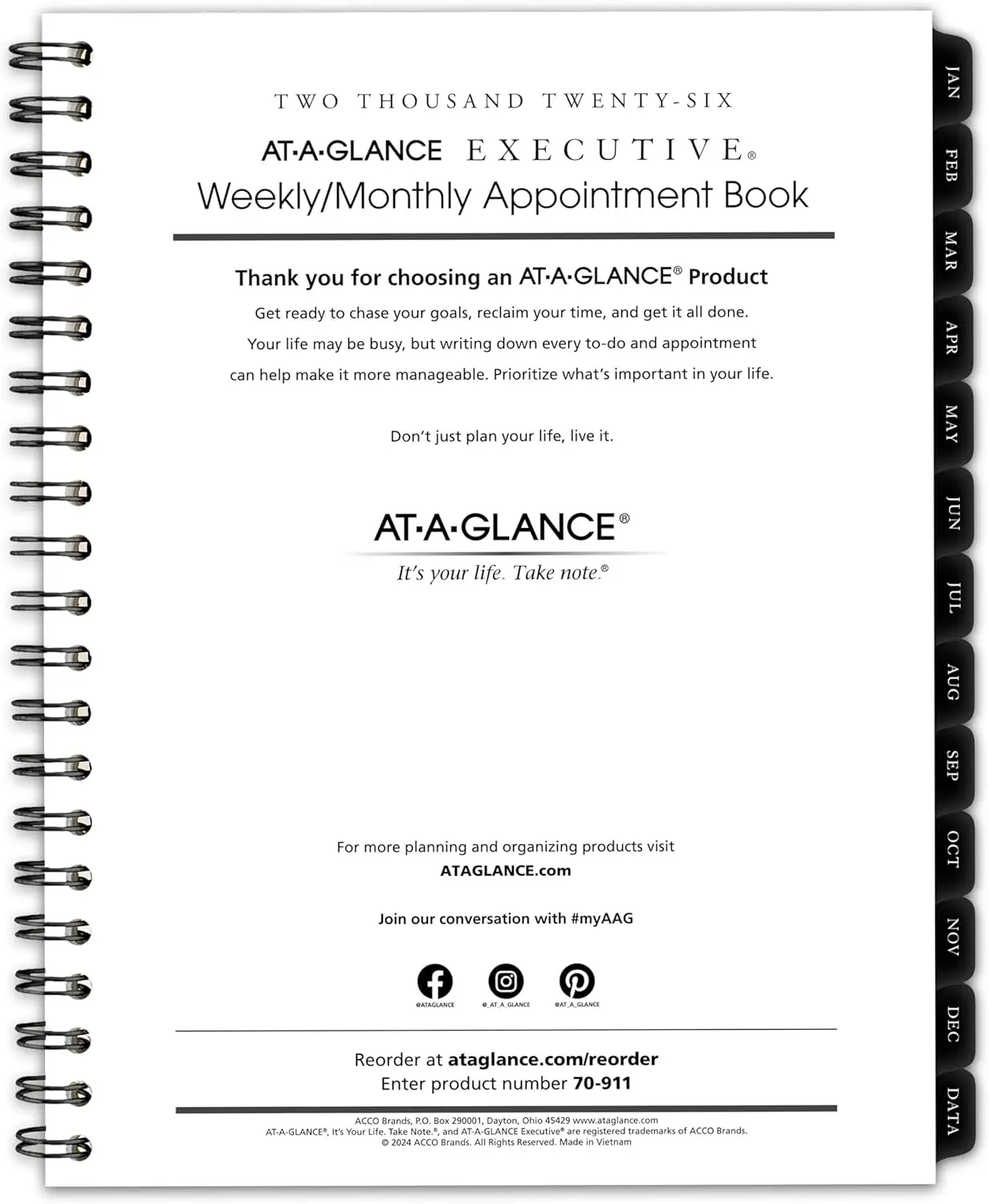 2026 Weekly Monthly Planner Refill 8.25x11 Inch Executive Large with Ink Bleed Resistant Paper