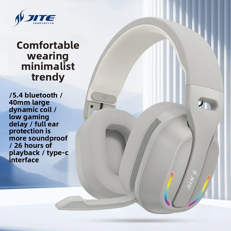 Over Ear Wireless Headphones RGB Gaming Headset Bluetooth 5.4  providing an immersive audio experience for PC/PS4/PS5. Long-last