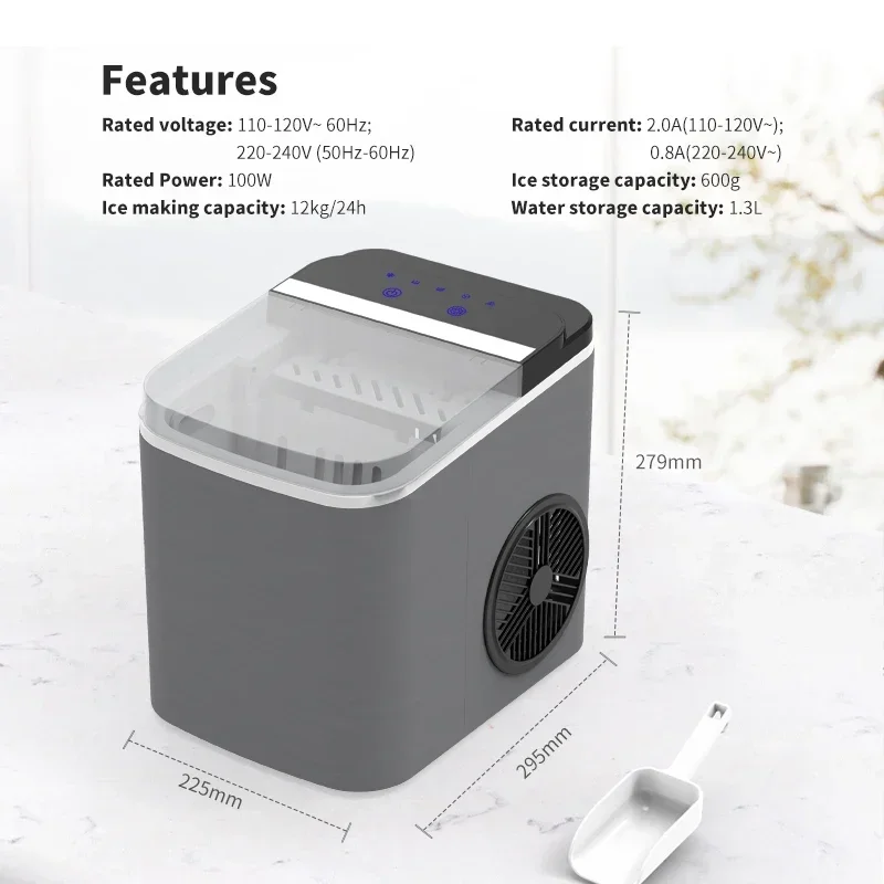 YYHC-Commercial Home Automatic Smart Countertop Ice Making Machine Small Mini Portable Ice Cube Maker Machine