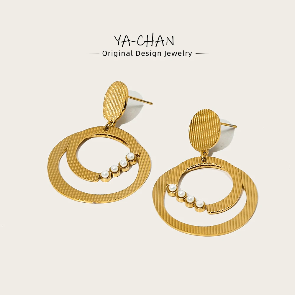 YACHAN Stainless Steel Drop Earrings for Women 18K Gold Plated Waterproof Trendy Dangle Earring Tarnish Free Jewelry