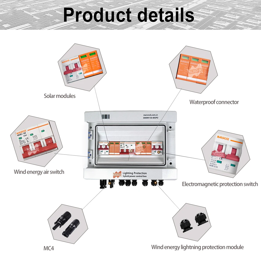 Imagem -04 - Caixa de Distribuição dc Proteção contra Surtos Energia e Vento Sistema Híbrido de Geração de Energia 12v 24v 48v