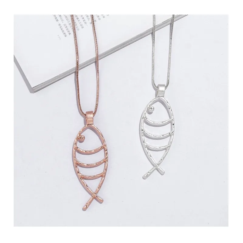 

Popular Fashion Hot-selling Necklaces, Popular Fish-shaped Pendants, Long Women's Metal Sweater Chains