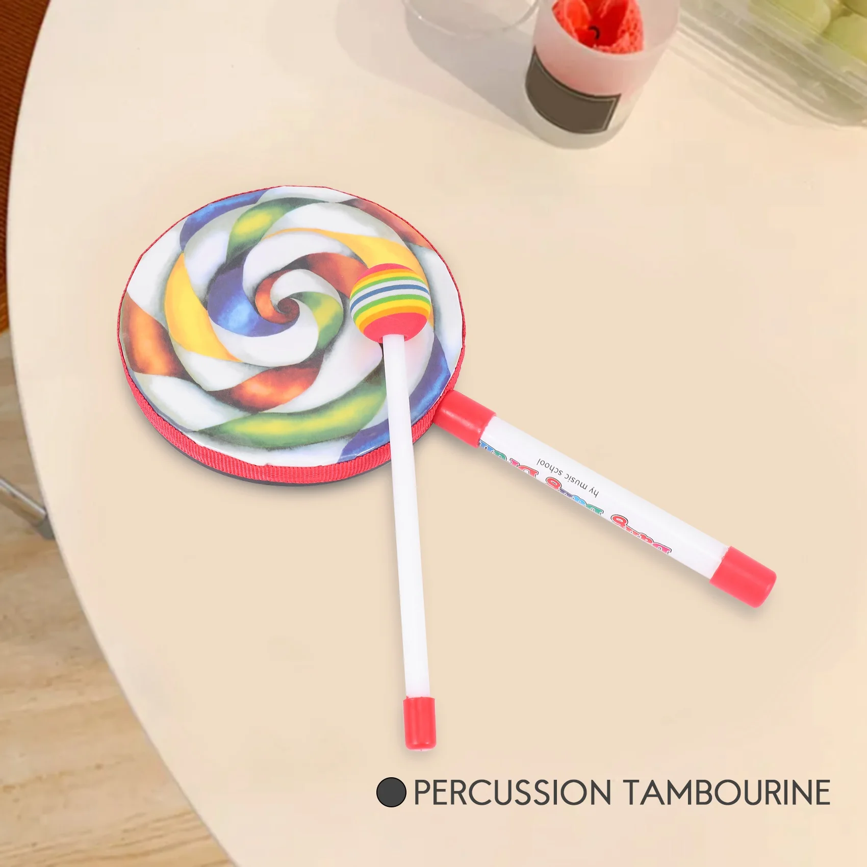 Tambor de Piruleta de percusión para niños, 6 pulgadas