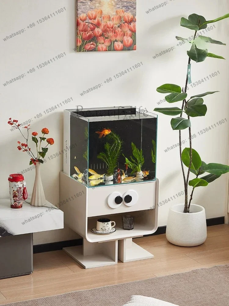 Side overflow fish tank bottom cabinet integrated water-free back filter self-circulation sofa TV cabinet