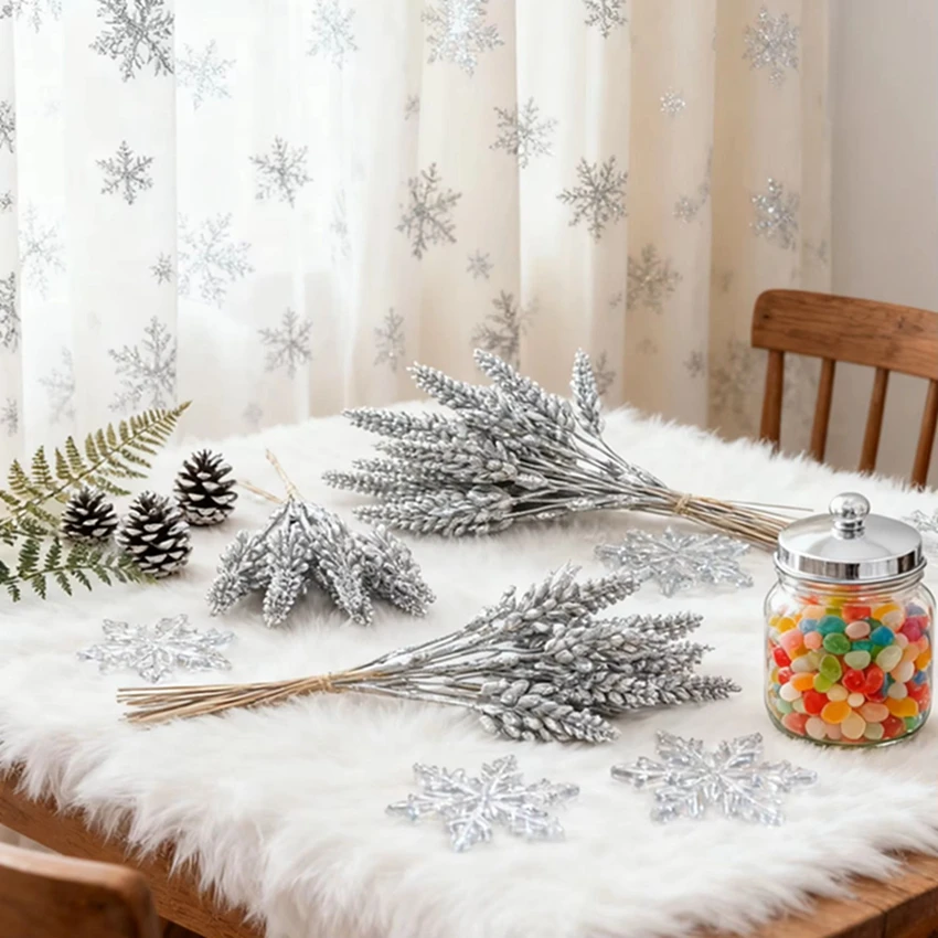 

Artificial Flowers Plant Golden Pine Home Reception Room Table Arrangements Christmas Tree Wedding Wreath Decor Bridal Accessory