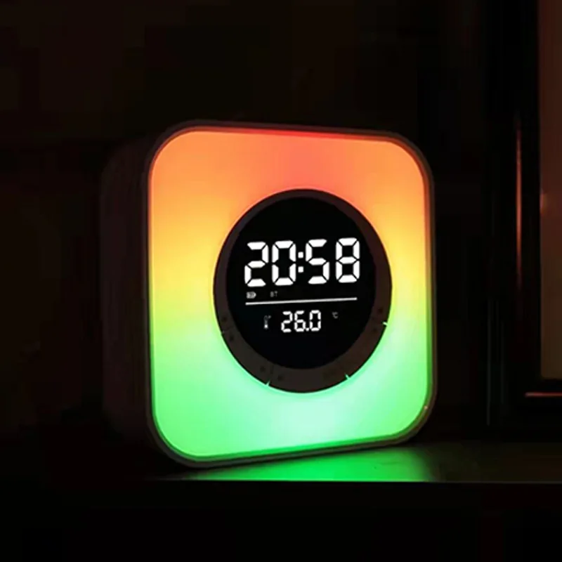 Creative ambience light Bluetooth audio household desk LED wireless speaker clock alarm clock P10 New