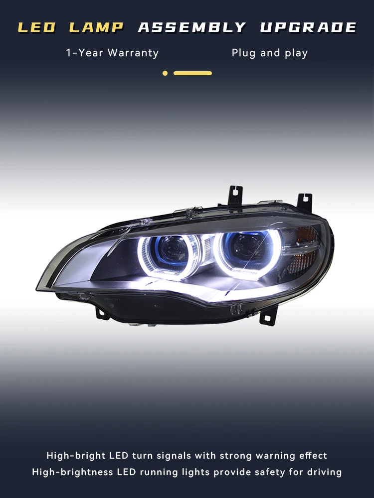 Head Lights Tools For BMW X6 E71 2008-2014 Upgrade LED Lamp Assembly Bifocal Lens DRL Headlight Automotive Accessories