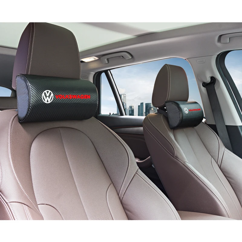 car neck pillows both side pu leather single headrest for Volkswagen Polo Golf 6 Passat Accessories Valve Caps JEIX-H725