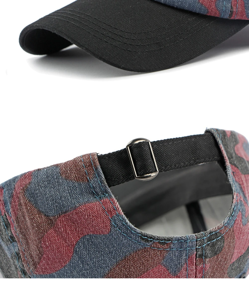 HT4350 Baseballkappe für Herren und Damen, Frühling und Sommer Sonnenkappe, Atmungsaktive Baumwolle, Tarnmuster Baseballmütze, Verstellbare Snapback-Kappe – Detail 13