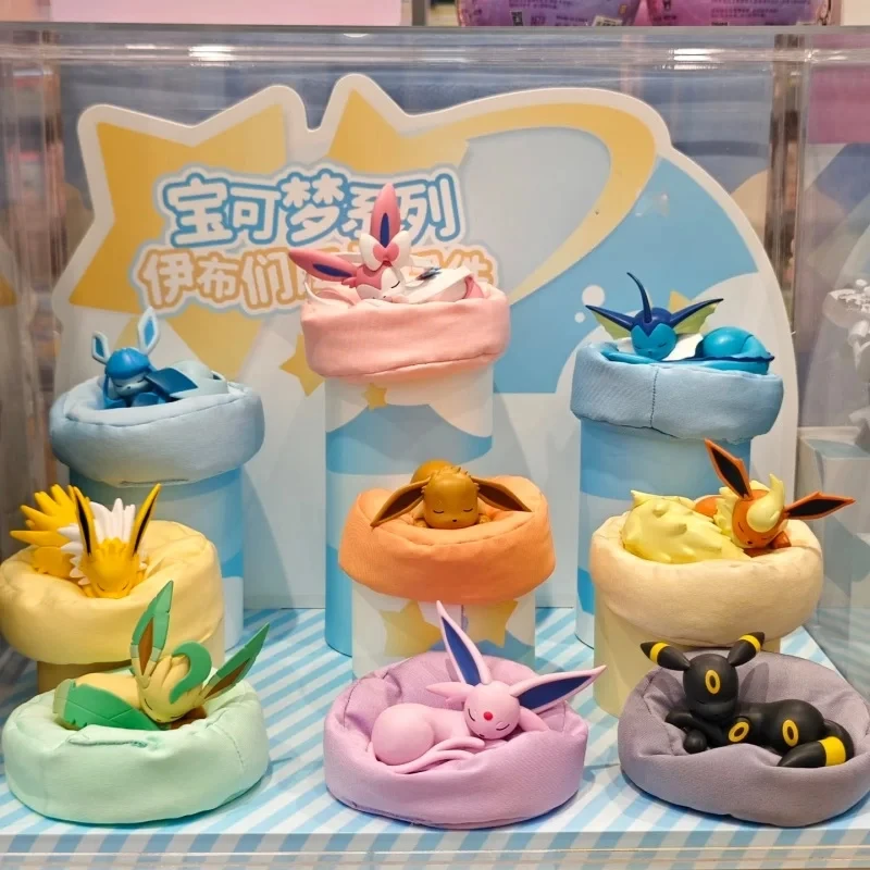 Original PokéMon Eevee Sleeping Position Series Blind Box Sylveon Umbreon Flareon Anime Desktop Decoration Model Birthday Gift