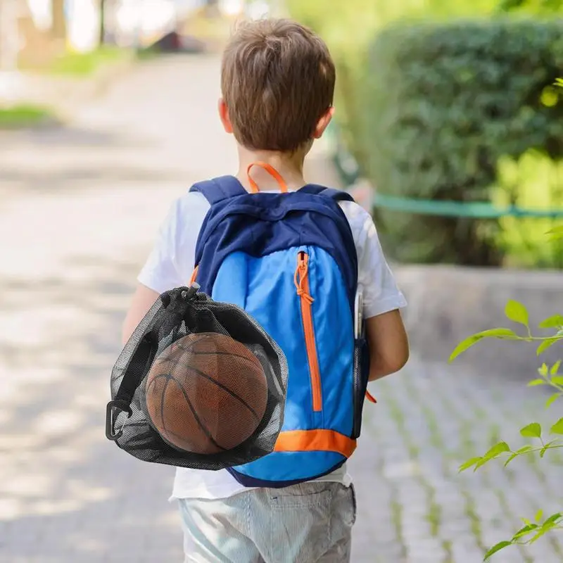 Saco de bola de cordão de armazenamento de malha saco de bola única com gancho estudantes treinamento vôlei equipamentos esportivos organizador para a escola