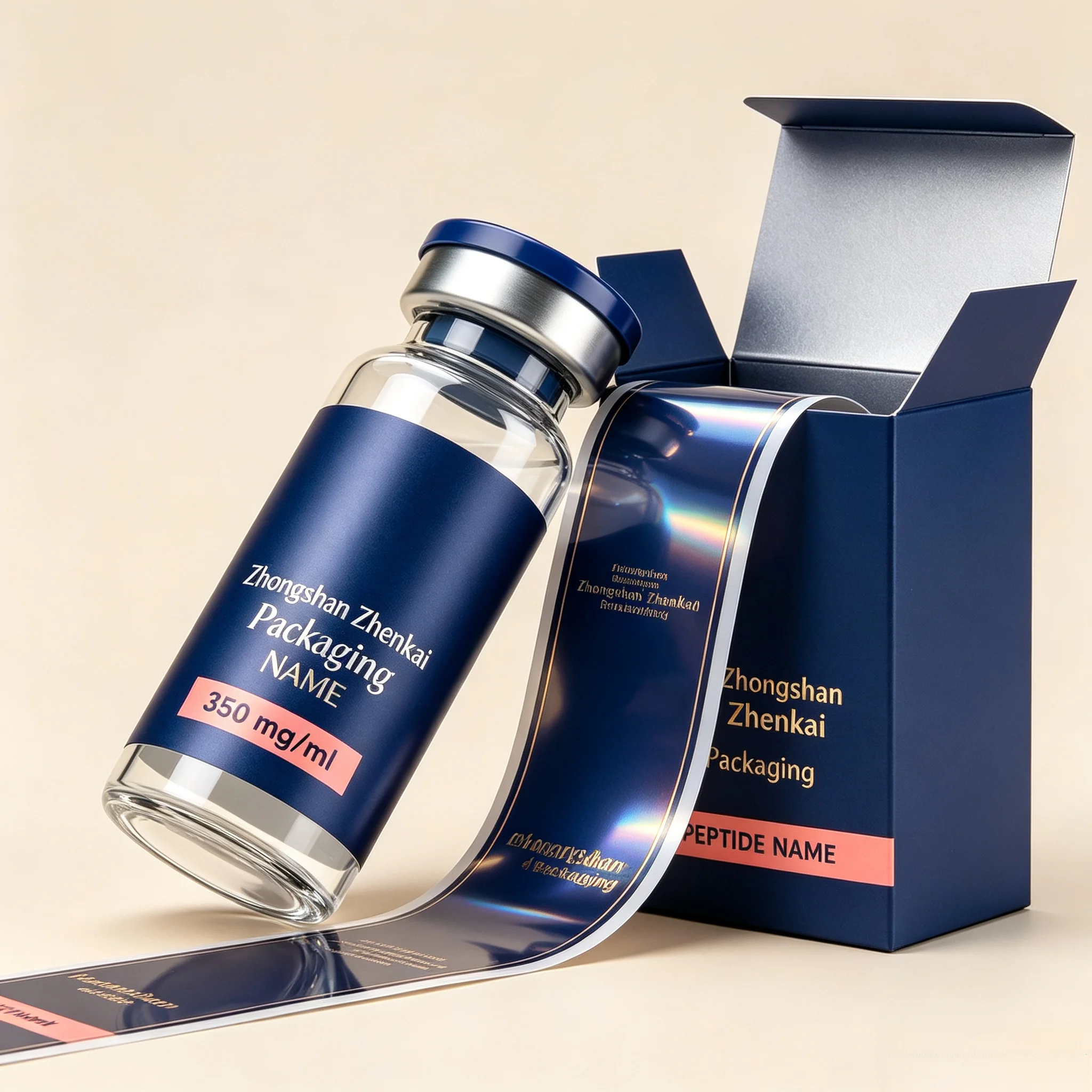 Custom Waterproof HD Printing Vinyl Sticker Box Premium Self Adhesive Peptide Vial Label For Fitness Beauty Bottle