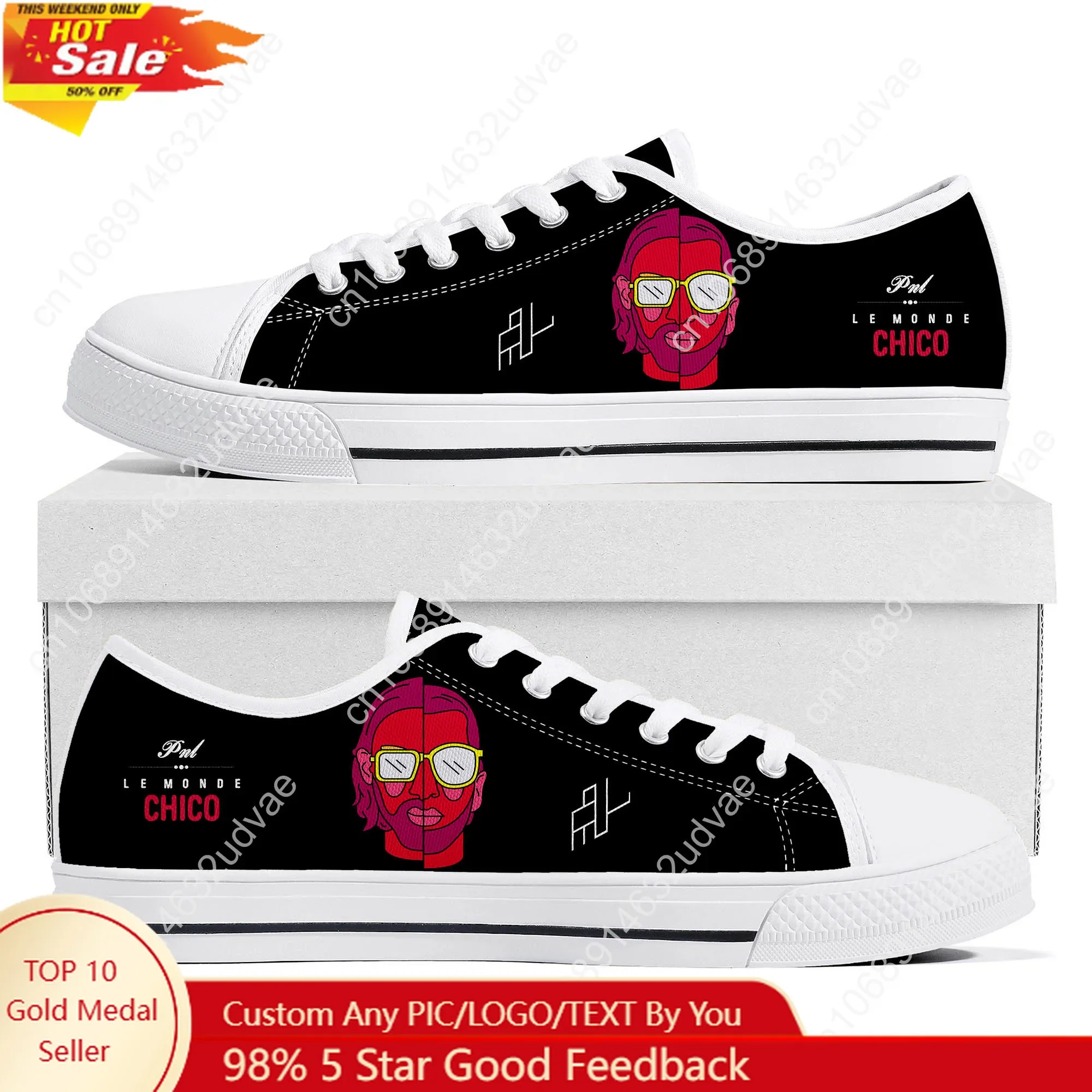 

Le Monde Chico Low Top Shoes PNL Album French Rapper Man Woman Teenager Canvas Casual Sneaker Durable Sneakers Custom Shoe White
