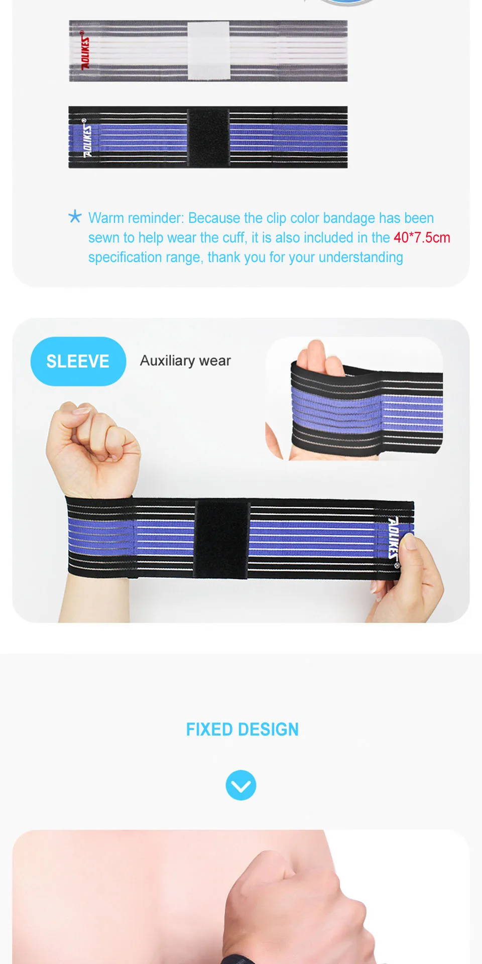 AOLIKES Verstellbare Karpaltunnel-Hosenträger, leichte Handgelenkbandagen für Fitness-Sportarten – Training, schweißabsorbierende Armbänder – Detail 6