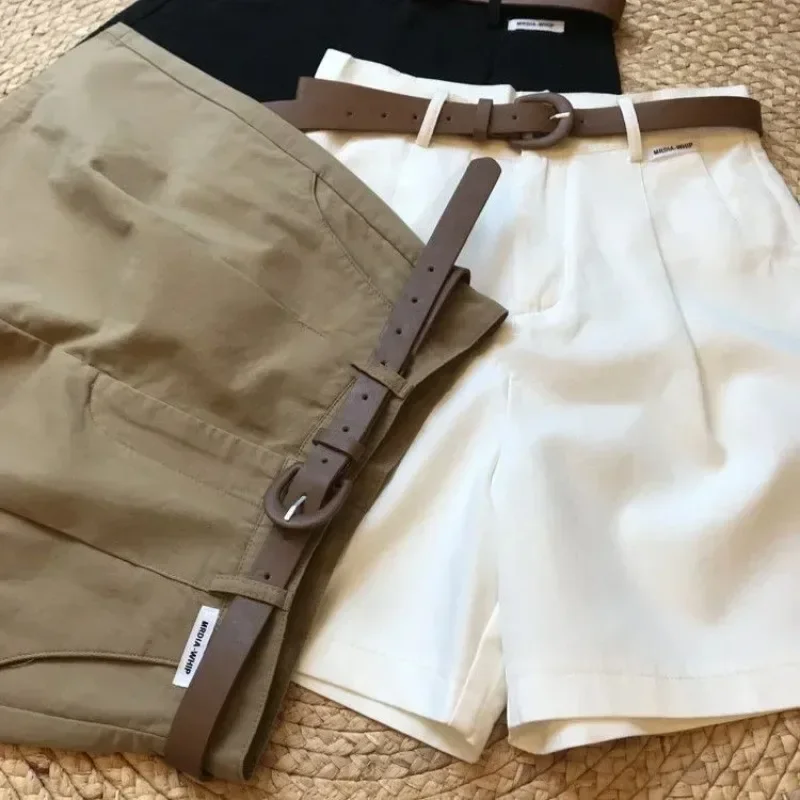 Lady Loose Fit Classic Thin Short Pants Fashion Summer Wide Leg Cotton Shorts for Women 2026 A-Line Casual Zipper Office Pants