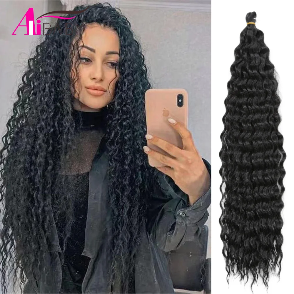 22 Inch Synthetic Soft Ariel Curl Crochet Hair Ombre Ocean Wave Crochet Hair Pre-Stretched Deep Wave Braiding Hair Extensions