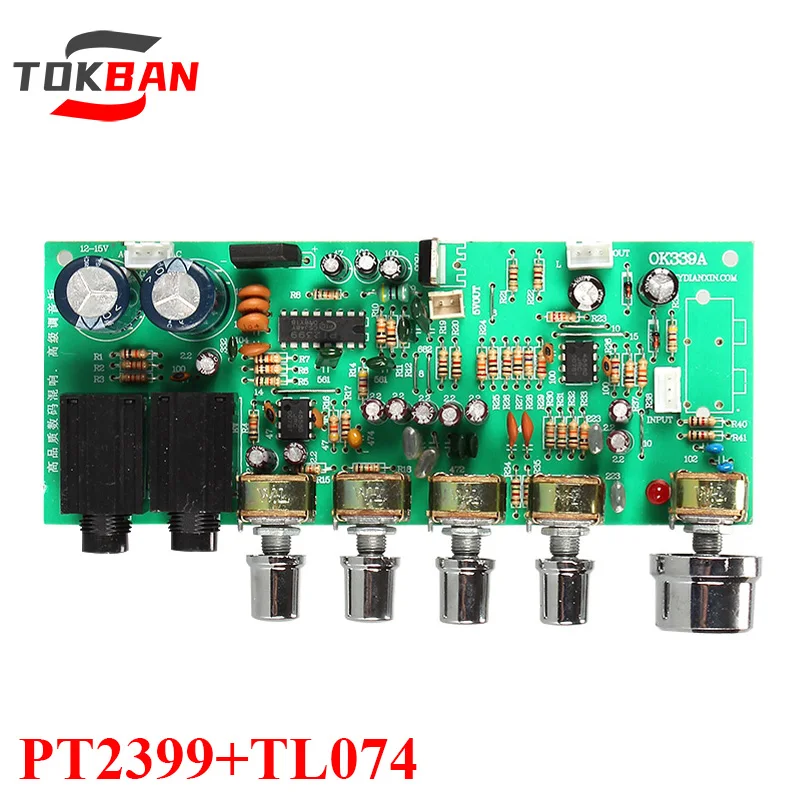 

TOKBAN PT2399 + LT074 Предусилитель реверберации Тональная плата Микрофон Регулировка высоких частот Тональная плата Kalaook