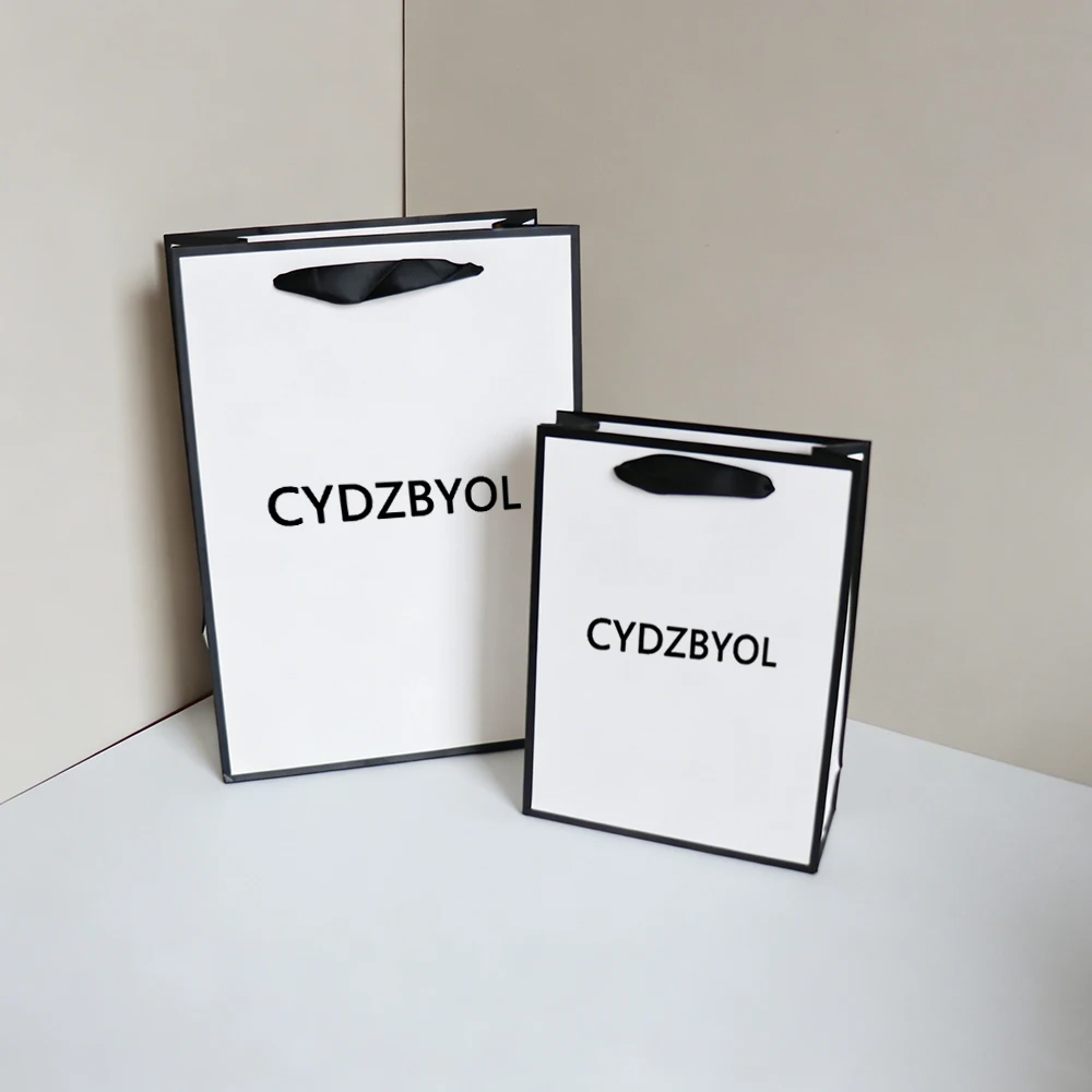 Custom Logo Text Shopping Paper Bags Small Batch Personalized Gift Bags for Wigs Clothing Jewelry Perfect for Weddings Parties view 4