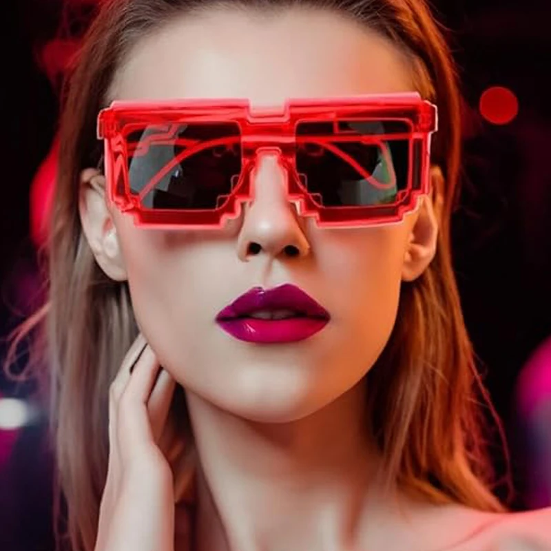 Wholesale LED Mosaic Sunglasses Neon Music Masquerade Birthday Gift Cool DJ LIGHT Mercury Lenses Glasses Funny Mosaic Glasses