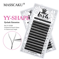 MASSCAKU 0.05mm 0.07mm C CC D DD Curl Beauty YY Style Eyelashes Extensions Korea PBT Fiber Lash Makeup Mesh Net Cross Lash Tools