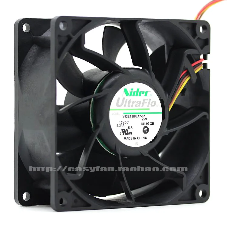 Nouveau ventilateur de refroidissement à volume d'air élevé NIDEC 9238 DC12V 3.24A V92E12BUA7-07