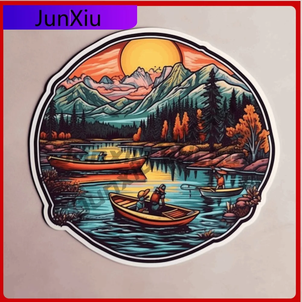 

Canoe in the River Sticker Nature Decal for Truck Funny Waterproof Vinyl Accesso Car Laptop Window Bumper