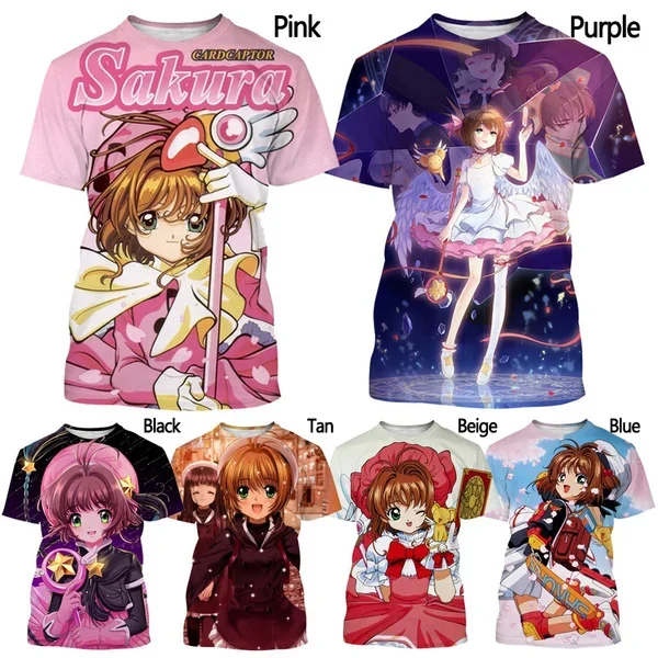 

Summer Men's and Women's Anime Card Captor Sakura 3D Printing T-shirt Casual Fashion T-shirt