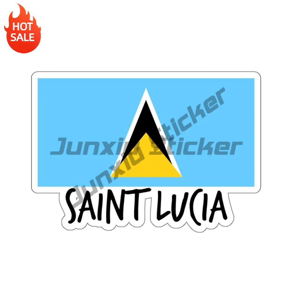 Saint Lucia Flag Vinyl Sticker Self Adhesive Decal For Laptop And Travel Journal Vacation Theme Decoration