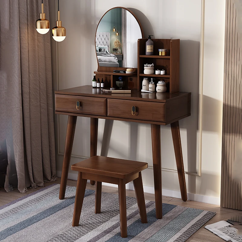 

Mirror Cabinets Wooden Makeup Table Bedroom Computer Vintage Women Dressing Table Beauty Small Penteadeira Home Furniture Set