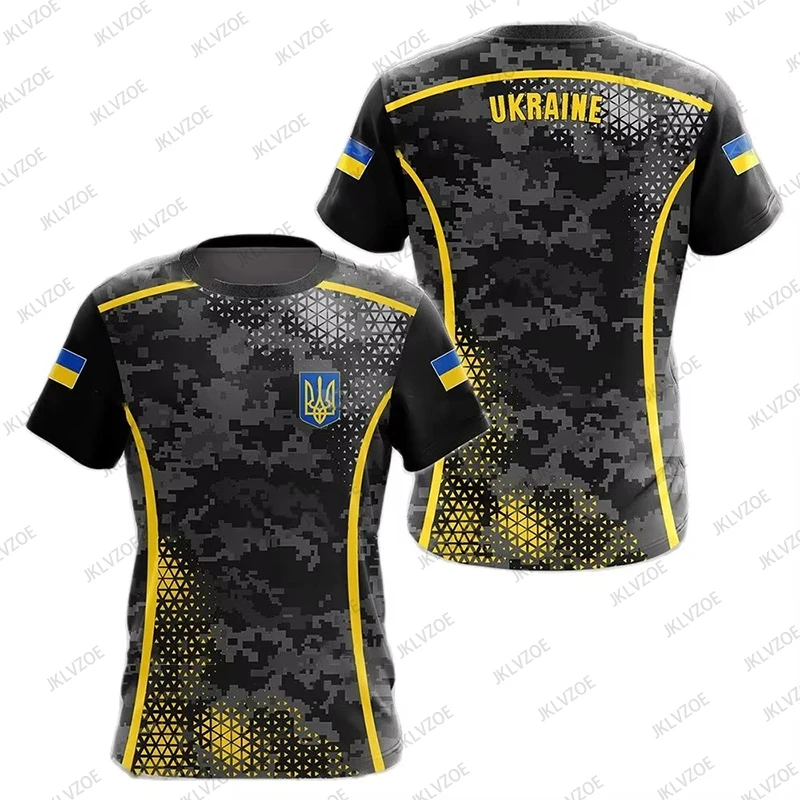 Summer Ukrainian Men's Camouflage T-shirt Military Style 3D Print Military Flag Clothing Veterans Oversized Quick Drying Tops