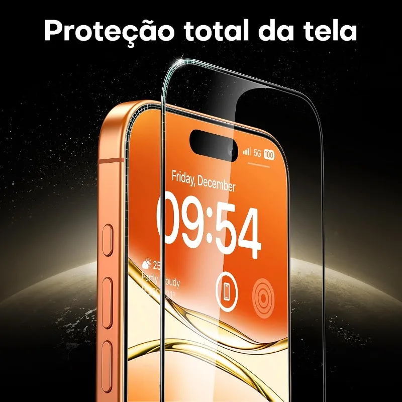 3 Piezas Protector de Pantalla de Vidrio Templado para iPhone 18/17/16/15, Cobertura Completa, Antirrayas, Resistente a Huellas, Compatible con Face ID 6