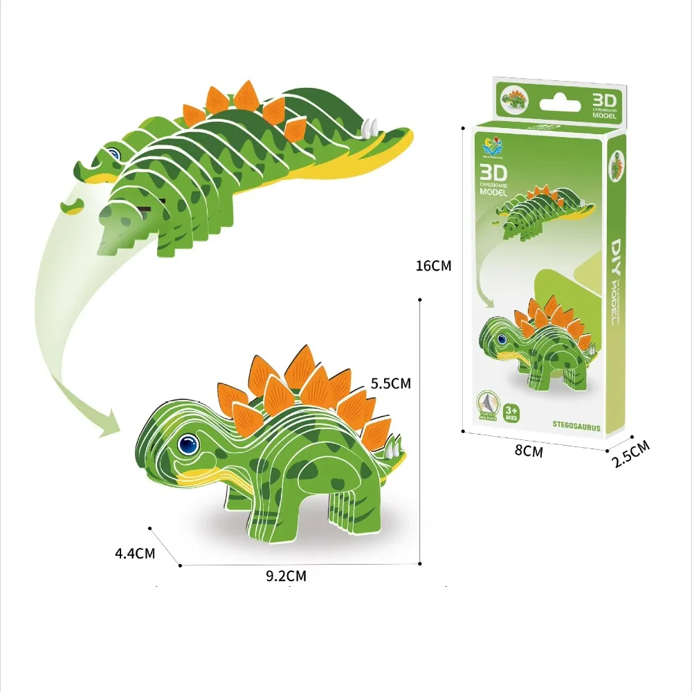 Diy artesanato 3d animal quebra-cabeça dinossauro série oceano crianças quebra-cabeça brinquedos educativos safari artesanato de papel