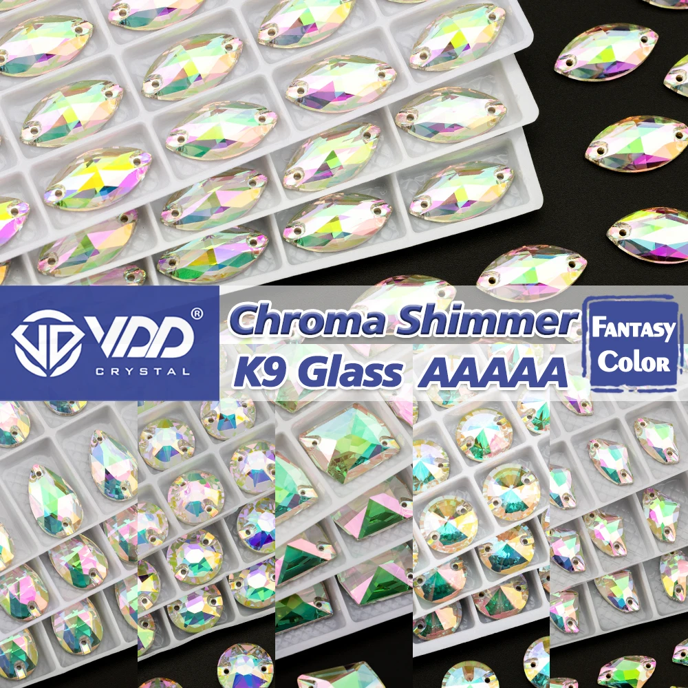 VDD S270 Chroma Shimmer K9 Glas aufnähbare Strasssteine, hochwertige AAAAA Kristall-Flachrückseite zum Aufnähen – Detail 1