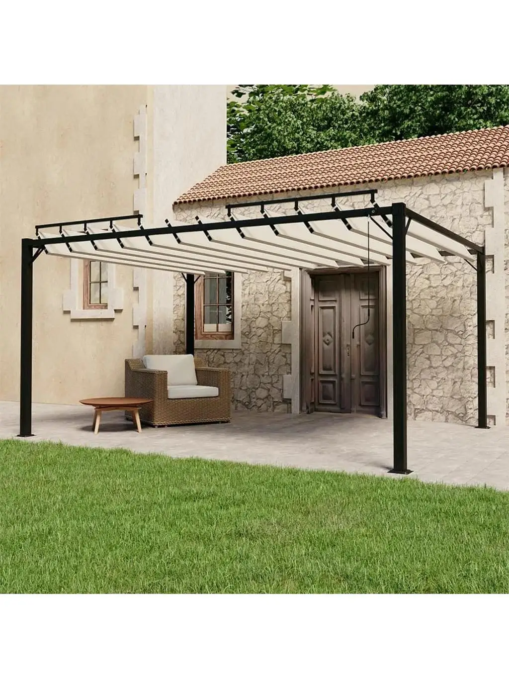 Vidaxl Cream Gazebo With Louvered Roof 3X4 M Fabric And Aluminium Outdoor Products Sunshade And Rainproof