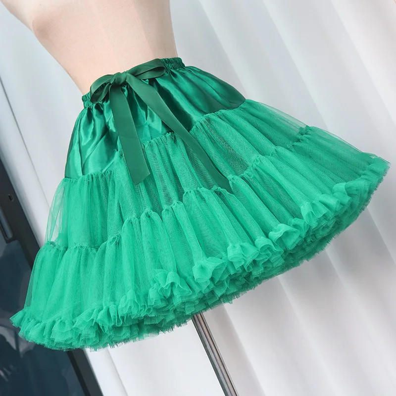 Womens Layered Pleated Tulle Petticoat Tutu Puffy Party Cosplay Skirt Elastic Waist Princess Ballet Dance Pettiskirts Underskirt