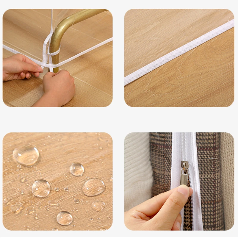 Floor Clothes Hanger Dust Cover Bedroom Drying Rack Dust Cover Cloth Translucent Coat Suit Storage Bag Dormitory Supplies