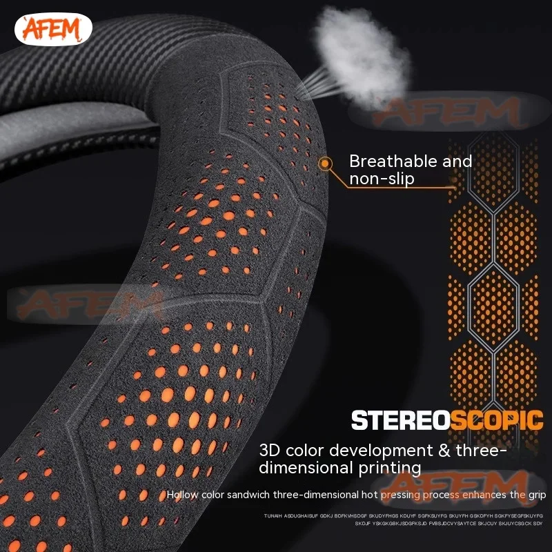 For Kia K5 Sportage Picanto Xceed Rio Cerato Soul Carens Seltos Carbon fiber Suede Car Steering Wheel Cover Auto Accessories