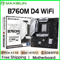 MAXSUN New Terminator B760M D4 WIFI Motherboard SATA M.2 DDR4 PCIE4.0 LGA1700 Support Intel 12th/13th Core (12400F/13400F/13600)