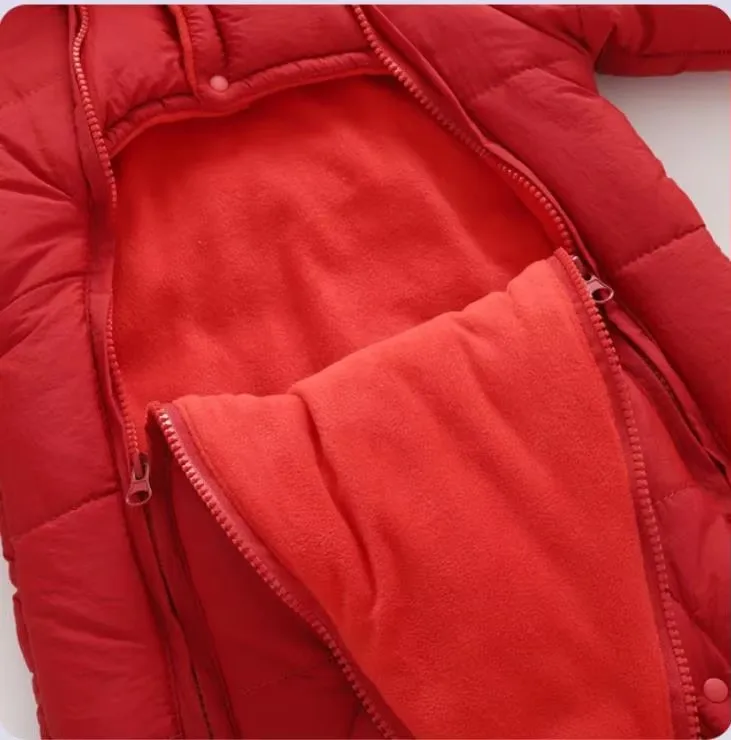 Neuer süßer Baby-Winteroverall mit Bärenohren und Kapuze, Kälteschutz-Skibekleidung, verdickte Baumwolle und Samt-Innenseite, Neugeborenen-Jumpsuit 0-2 Jahre – Detail 19