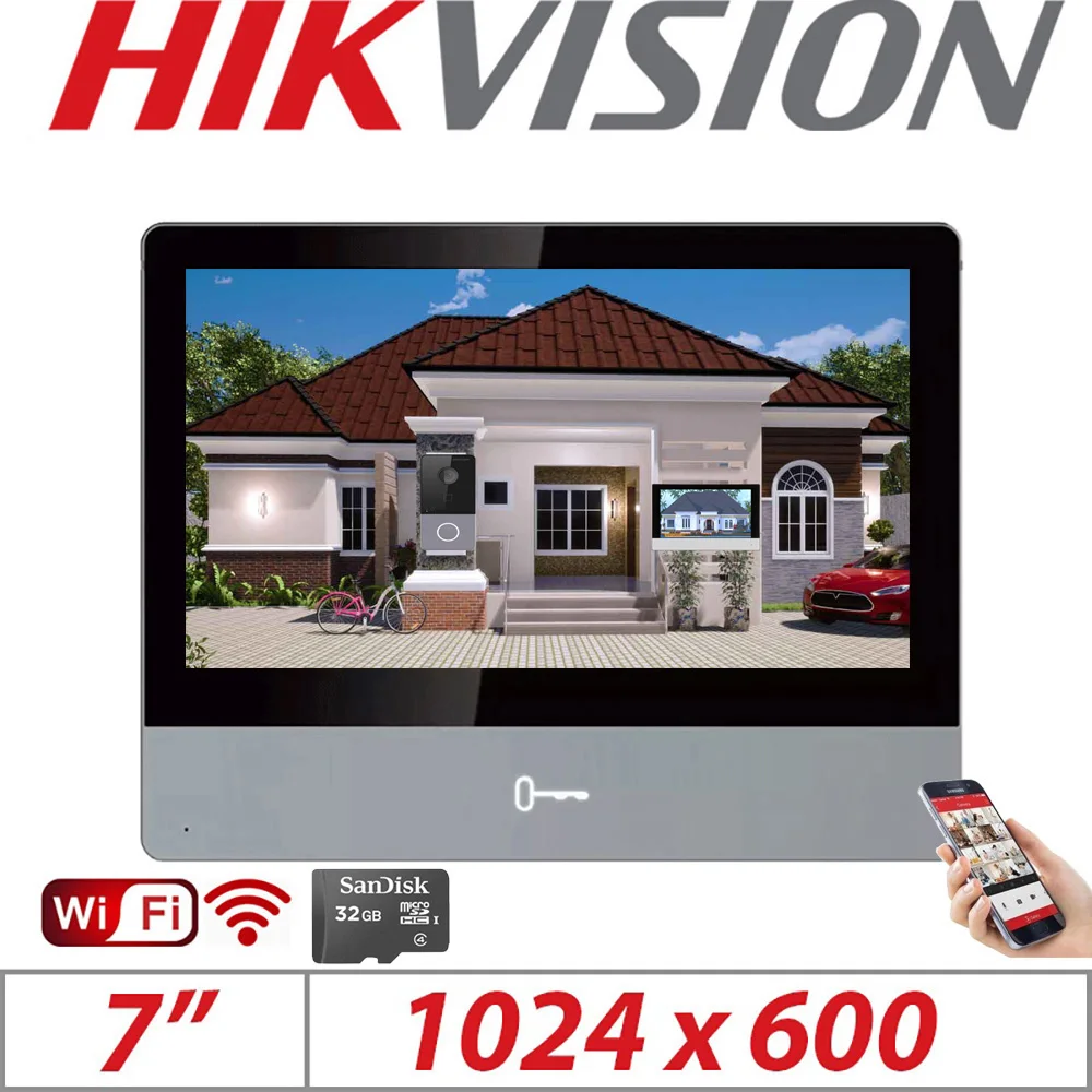 Originele Hikvision Wifi Ip Indoor Station 7 “Touchscreen Ondersteuning Tf Kaart 128G App Remote Unlock Video Intercom DS-KH8350-WTE1