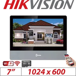 Original hikvision Wifi IP Indoor Station 7“ Touch Screen Support TF Card 128G APP Remote Unlock Video Intercom DS-KH8350-WTE1