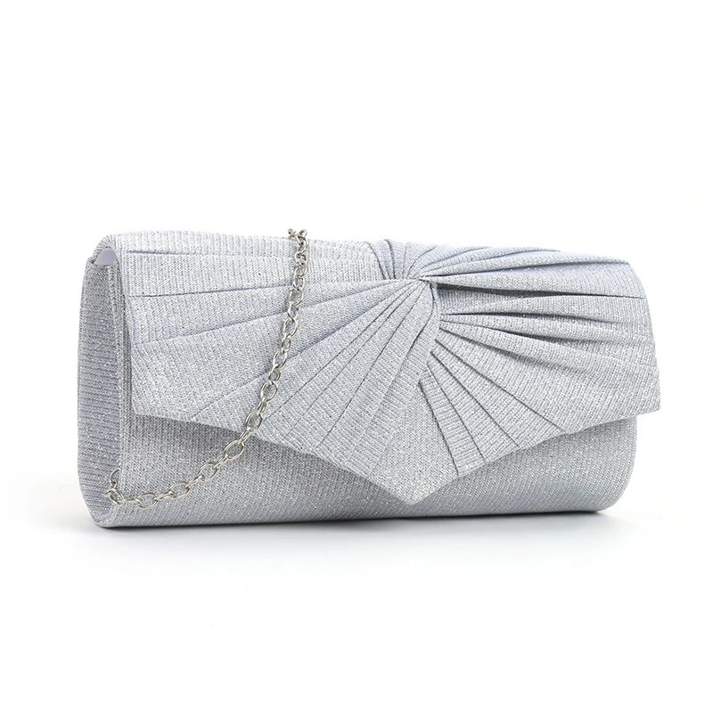Crossbody Dinner Bag, Pleated and Patterned Women's Bag, Solid-color Clutch Clutch, Chain Evening Makeup Bag