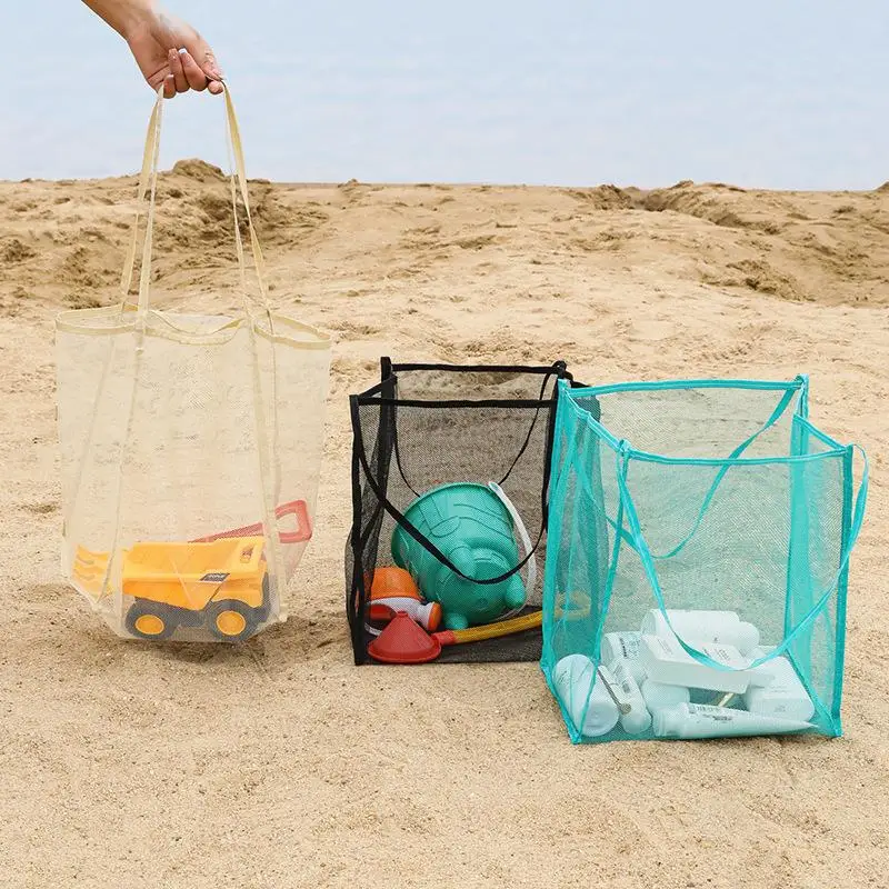 Leichte, atmungsaktive, schnell trocknende Reisetasche aus Mesh für Strandreisen, Outdoor-Aktivitäten, Aufbewahrung von Handtüchern und Spielzeug. – Detail 4