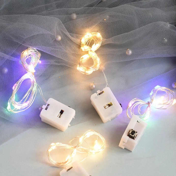 LED-Kupferdraht-Geburtstagstorten-Lichterkette, blinkende Feenlichter in Warmweiß/Bunte Girlandenlichter/Hochzeitsgeschenkbox-Partydekoration – Detail 3