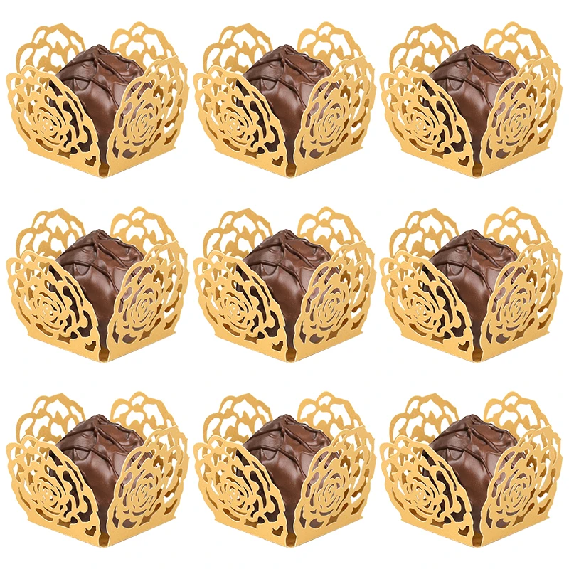 30/50pcs Chocolate Wrappers Wedding Truffle Candy Paper Box Mini Baking Cups Cupcake Tray for Birthday Party Decoration Supplies