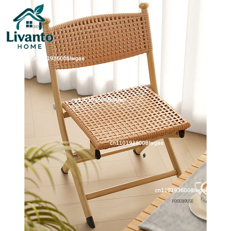 

Single Rattan Garden Chairs for Courtyard Folding Backrest Chair Chinese Light Luxury Leisure Garden Furniture Sets for Fishing