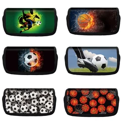 Cool Flame Basketball / Football Pencil Box for Students Kids Pencil Cases Outdoor Sport School Stationary Storage Bag Gift