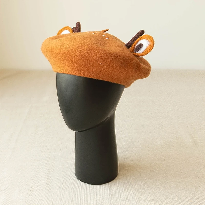 New Unisex Cute Frog Big Eye Wool Beret Retro Women Winter  display picture 1