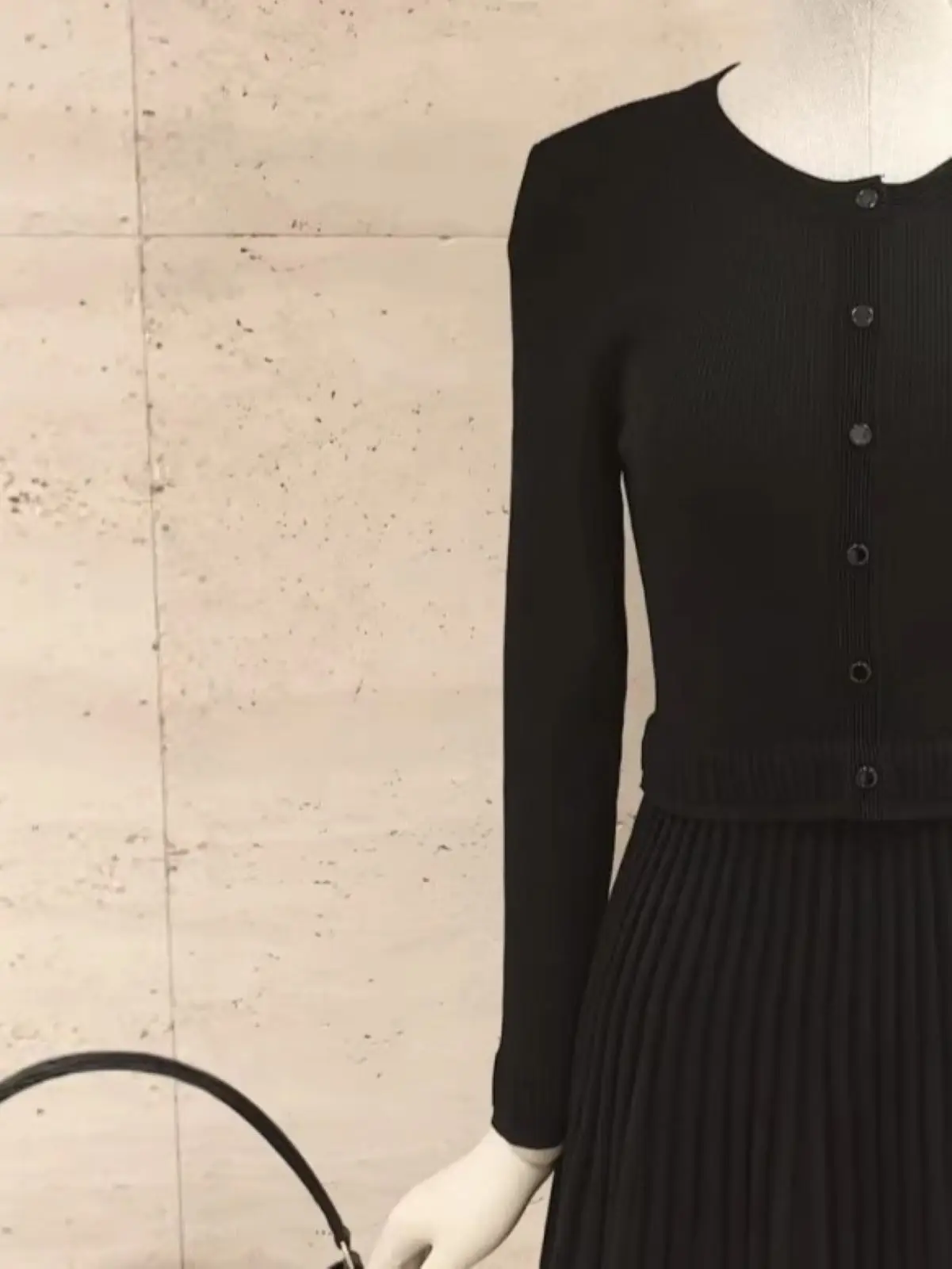 

Spring/Summer Women O-Neck Long Sleeve Spliced Solid Knit Maxi Dress Hign Waist A-Line Single Breasted Elegant Pleated Skirt